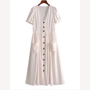 Goodnight Macaroon White Button Up Dress